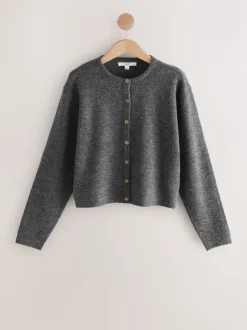 Donkergrijs - Gebreid vest met ronde hals