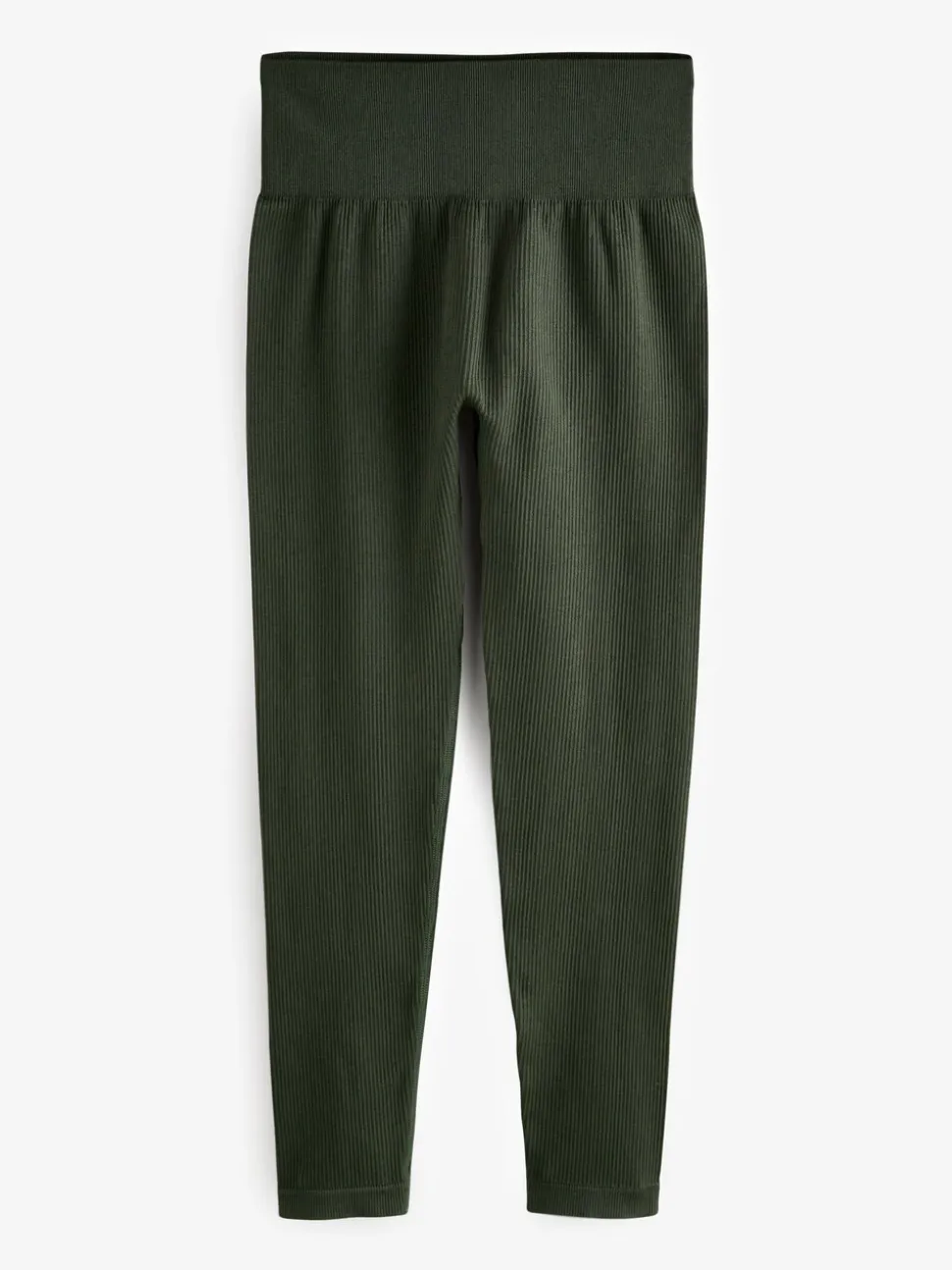 Donkergroen - Geribbelde naadloze legging met hoge taille