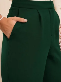 Donkergroen - Love & Roses Straight Leg Trousers