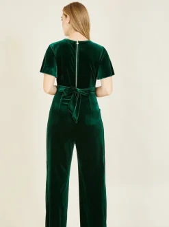 Donkergroen - Yumi - Jumpsuit met engelenmouwen