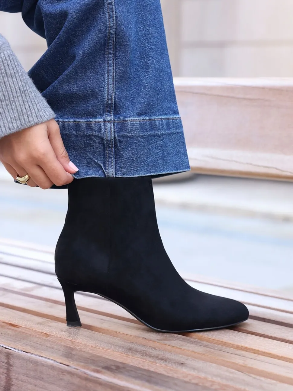 Donkerzwart - Linzi Reserve Round Toe Stiletto Ankle Boots
