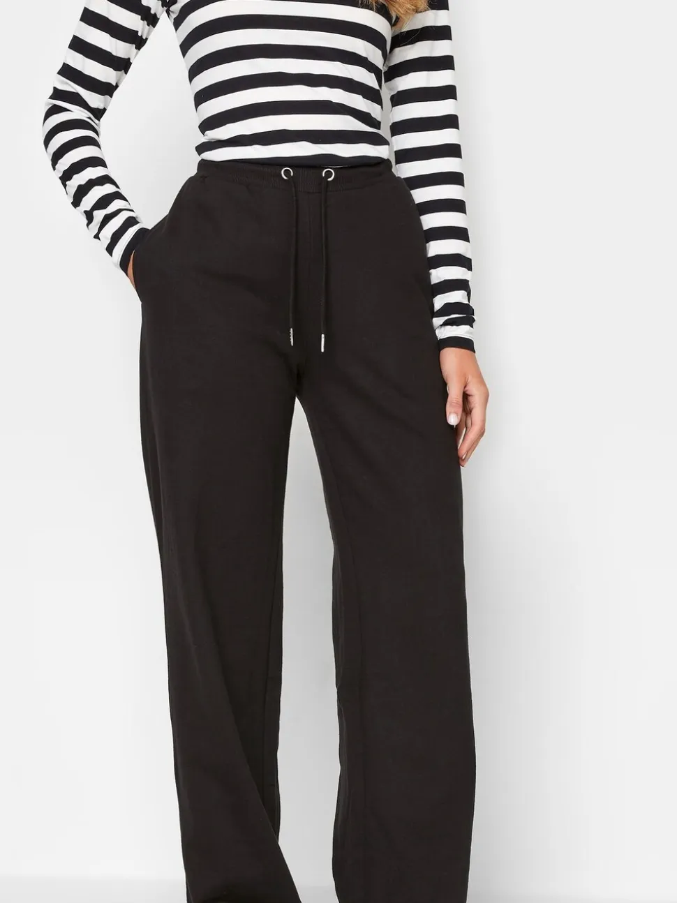 Donkerzwart - Long Tall Sally joggingbroek met wijde pijpen