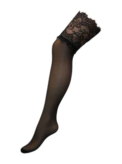 Donkerzwart - Pour Moi Deep Eyelash 15-denier kanten hold-ups