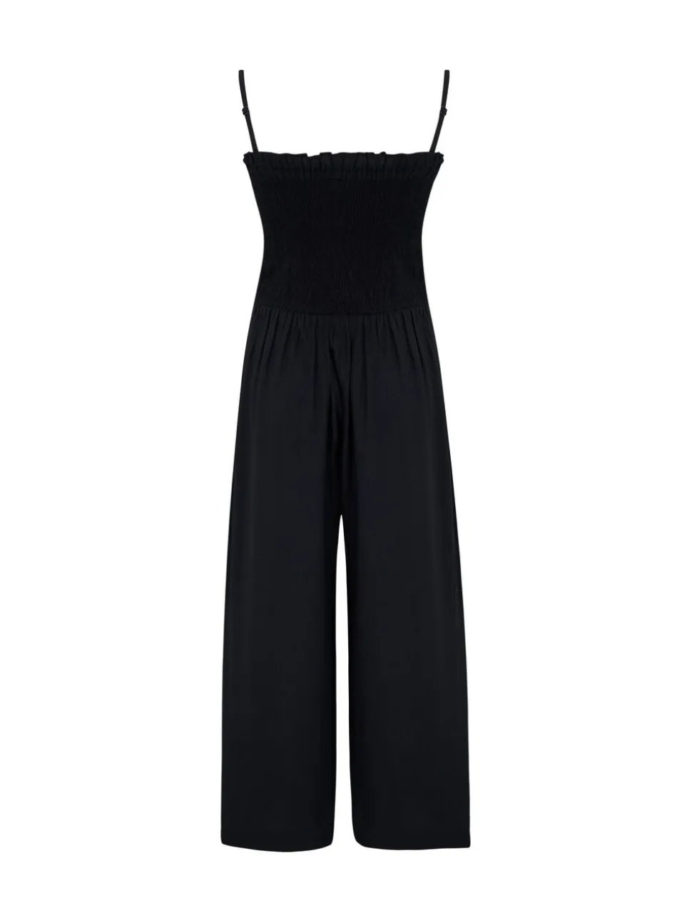 Donkerzwart - Pour Moi strandjumpsuit met halflange pijpen en aangrimpeld lijfje