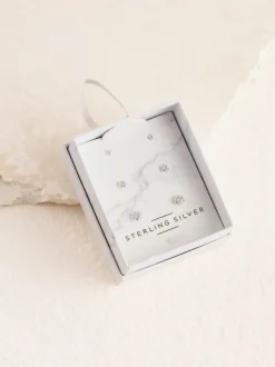 Echt zilver - 3 Paar oorknopjes met kristal