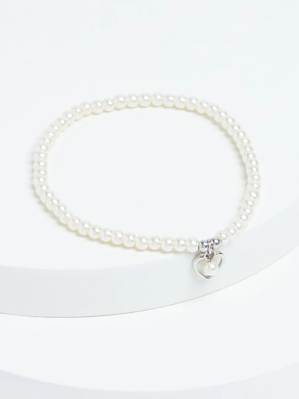 Echt zilver - Armband met kralen, pareleffect en hartjesbedel