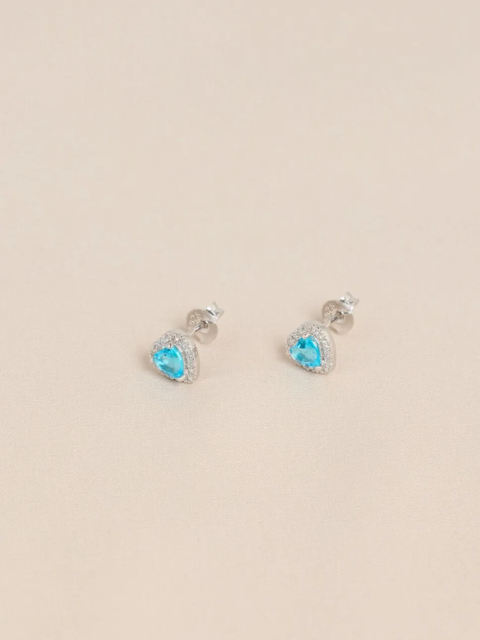 Echt zilver - Birthstone Heart Stud Earrings
