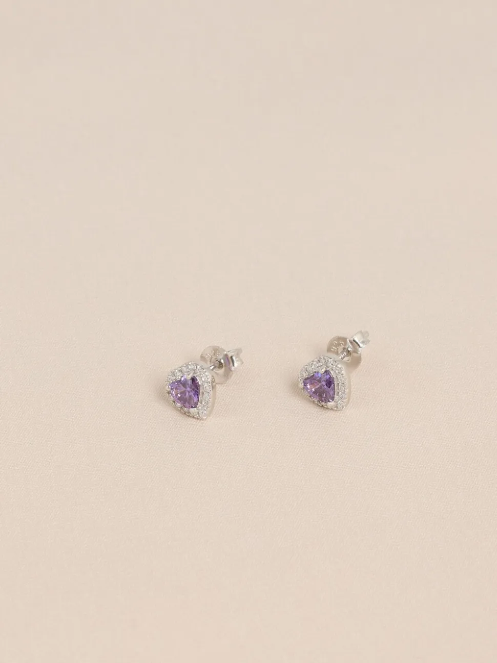 Echt zilver - Birthstone Heart Stud Earrings