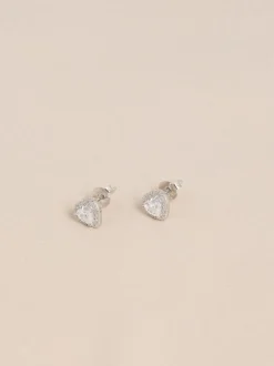 Echt zilver - Birthstone Heart Stud Earrings