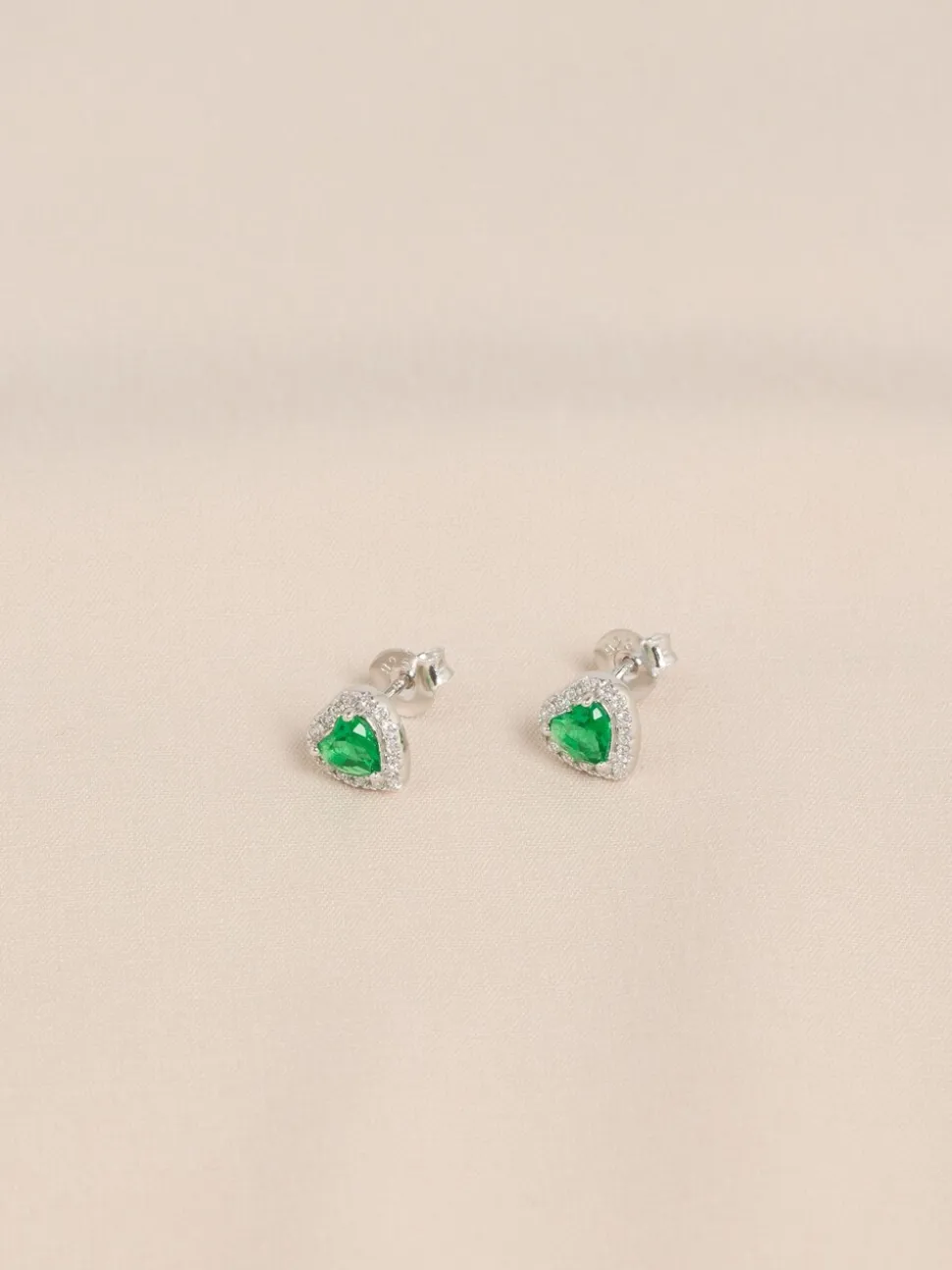 Echt zilver - Birthstone Heart Stud Earrings