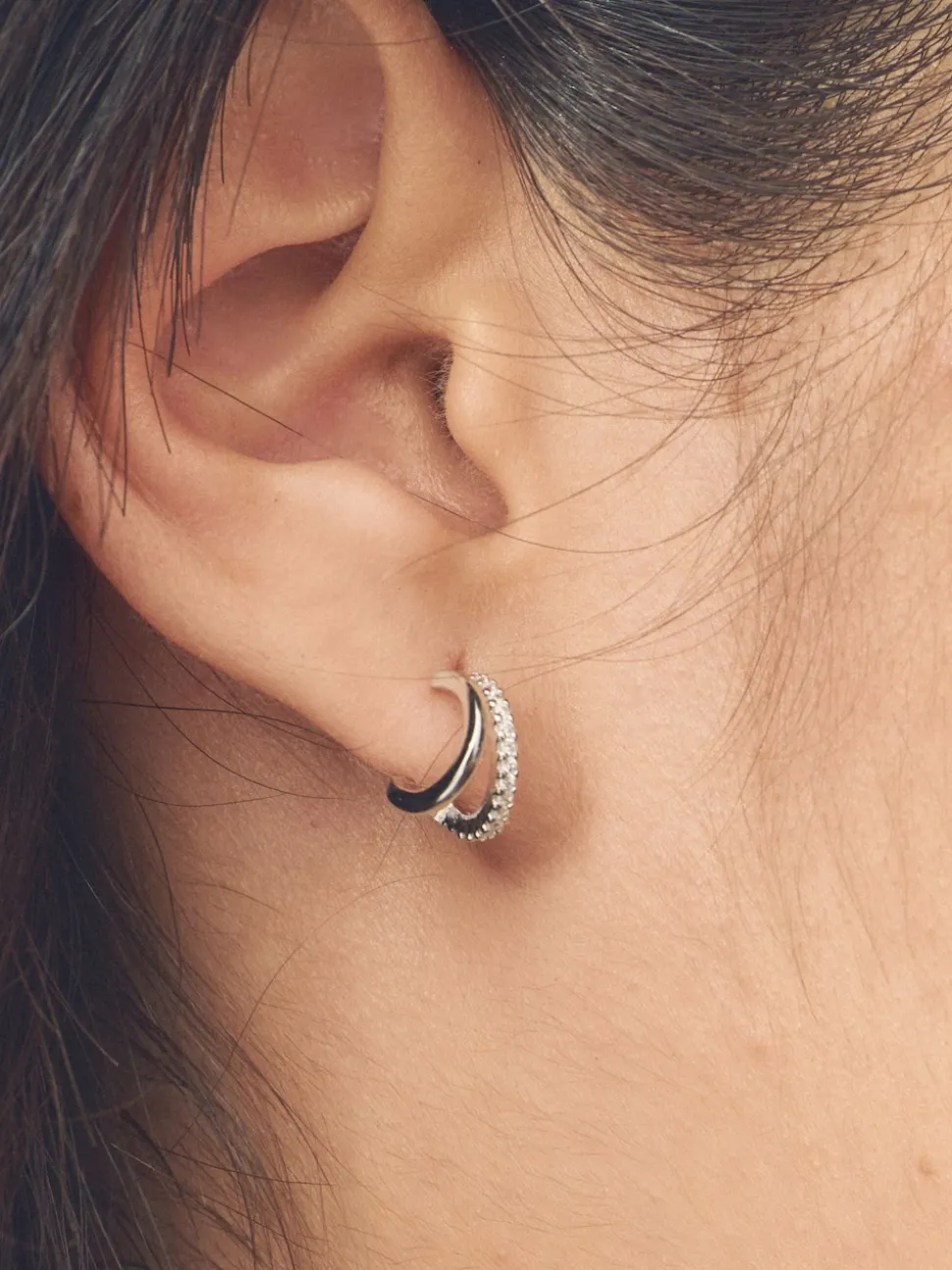 Echt zilver - Oorbellen met dubbele ring
