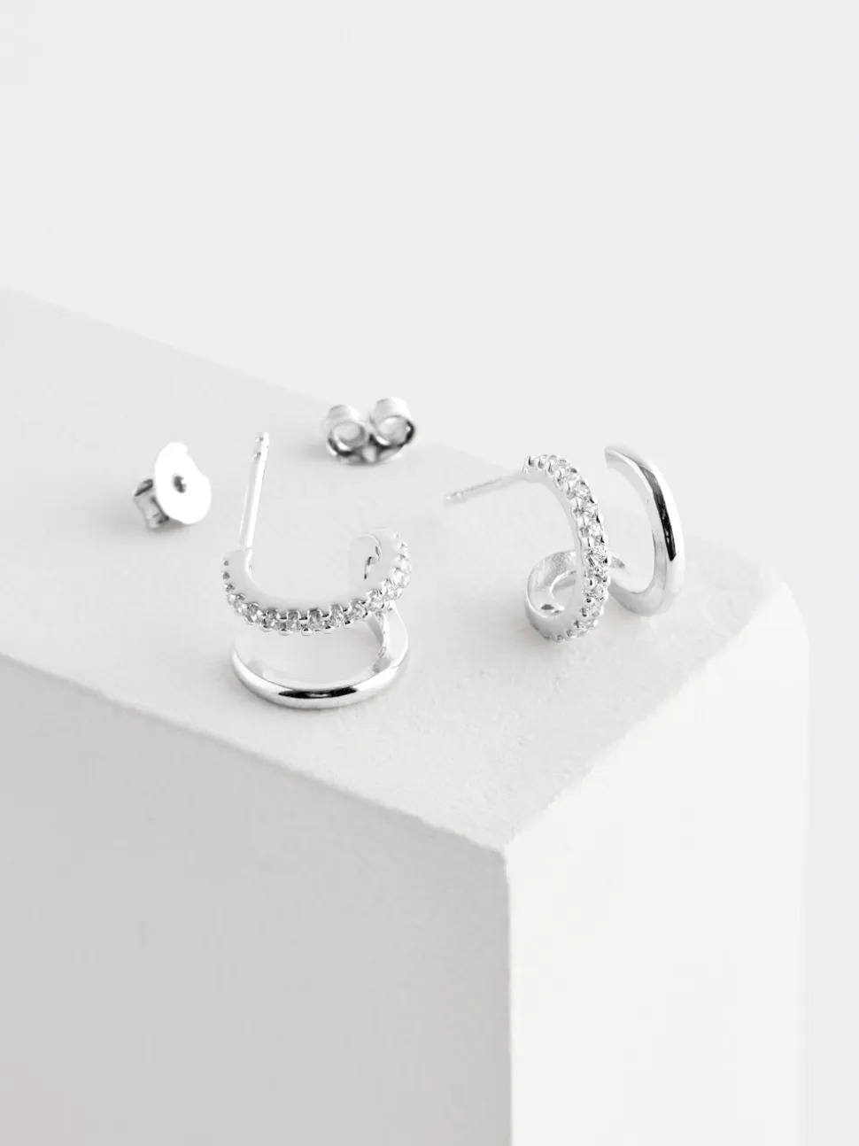 Echt zilver - Oorbellen met dubbele ring