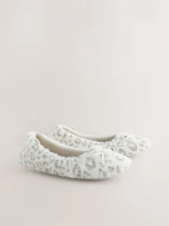 Ecru - Ballerinapantoffels met dierenprint