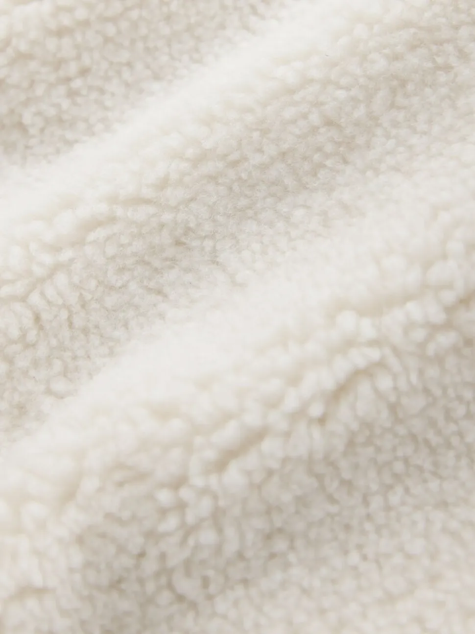 Ecru - Borg Zip Through Fleece With Rib Collar