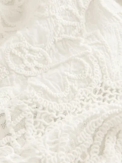 Ecru - Crochet Short Sleeve Shirt
