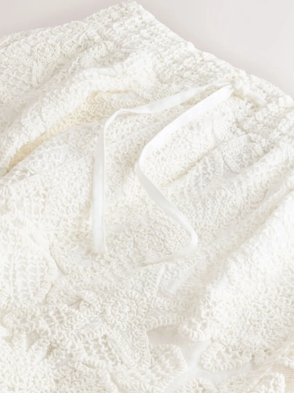 Ecru - Crochet Tie Waist Shorts