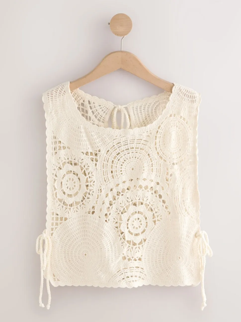 Ecru - Cropped Crochet Tabard Cover-Up