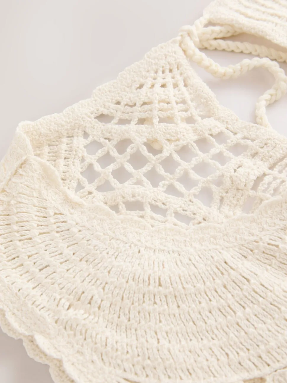 Ecru - Cropped Crochet Tabard Cover-Up