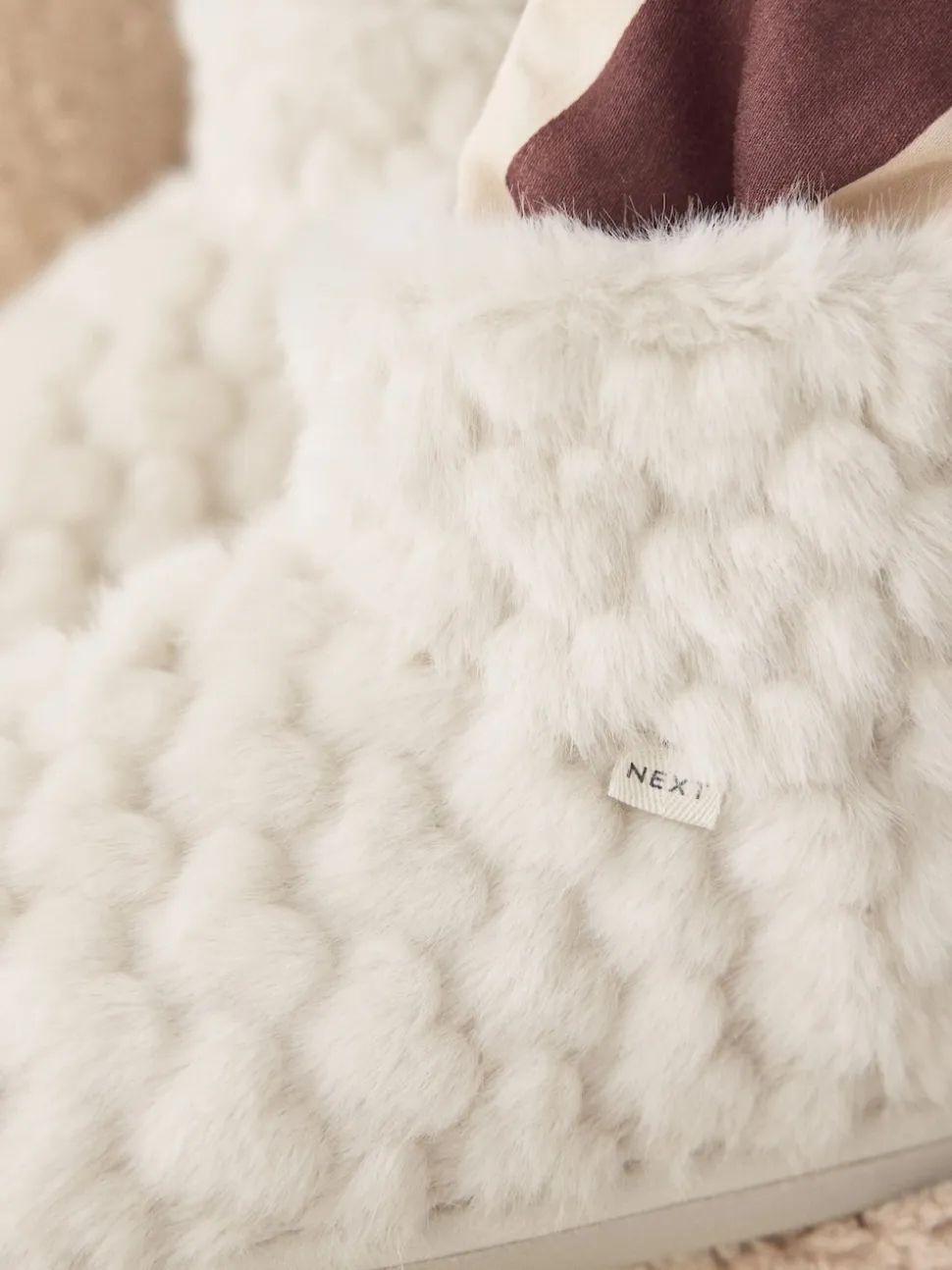 Ecru - Faux Fur Heart Slipper Boots