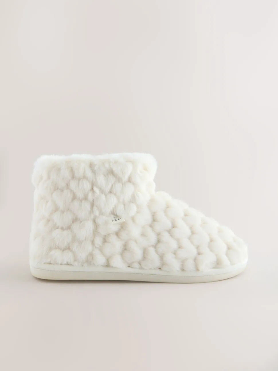 Ecru - Faux Fur Heart Slipper Boots