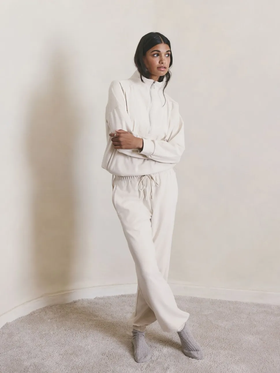 Ecru - Fleece joggingbroek