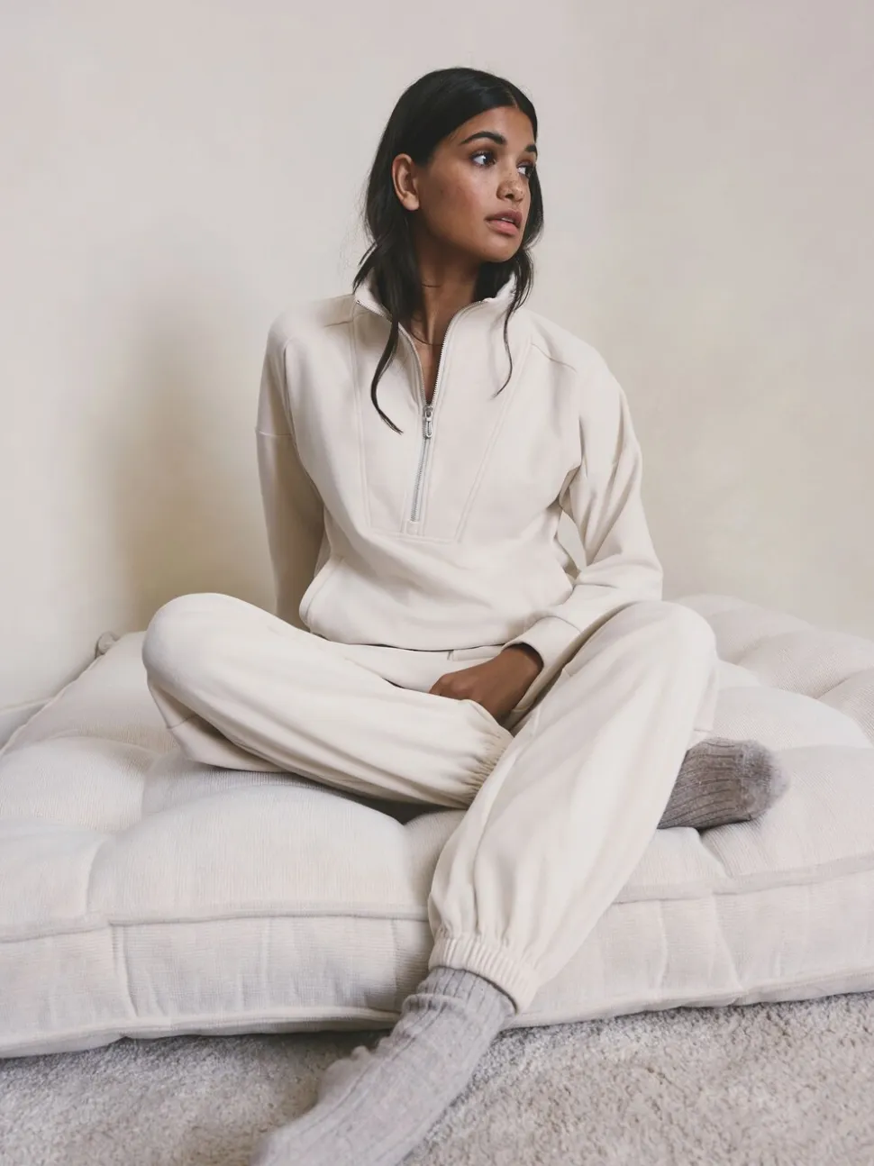 Ecru - Fleece joggingbroek
