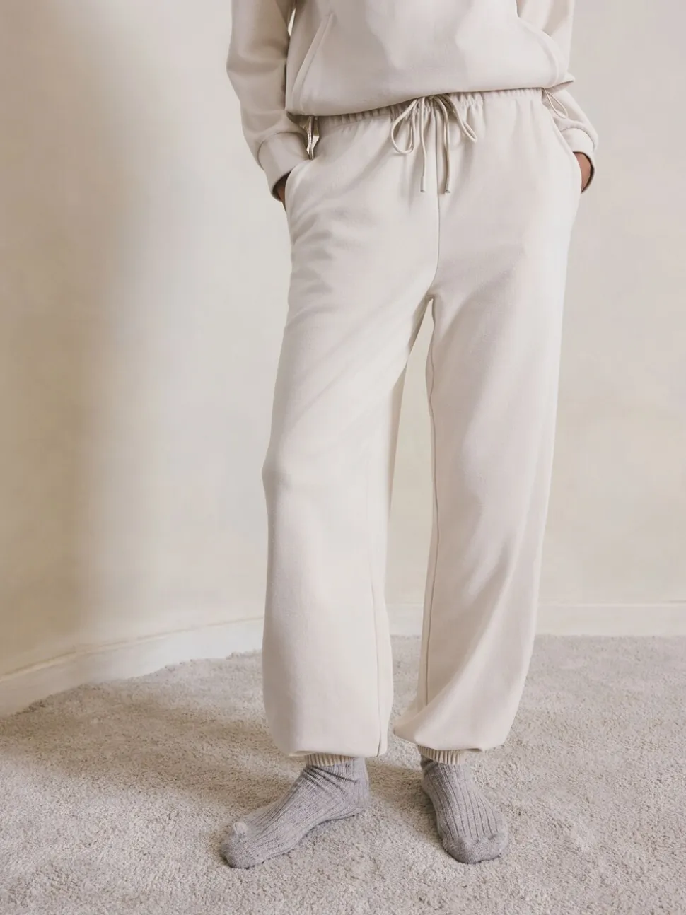 Ecru - Fleece joggingbroek