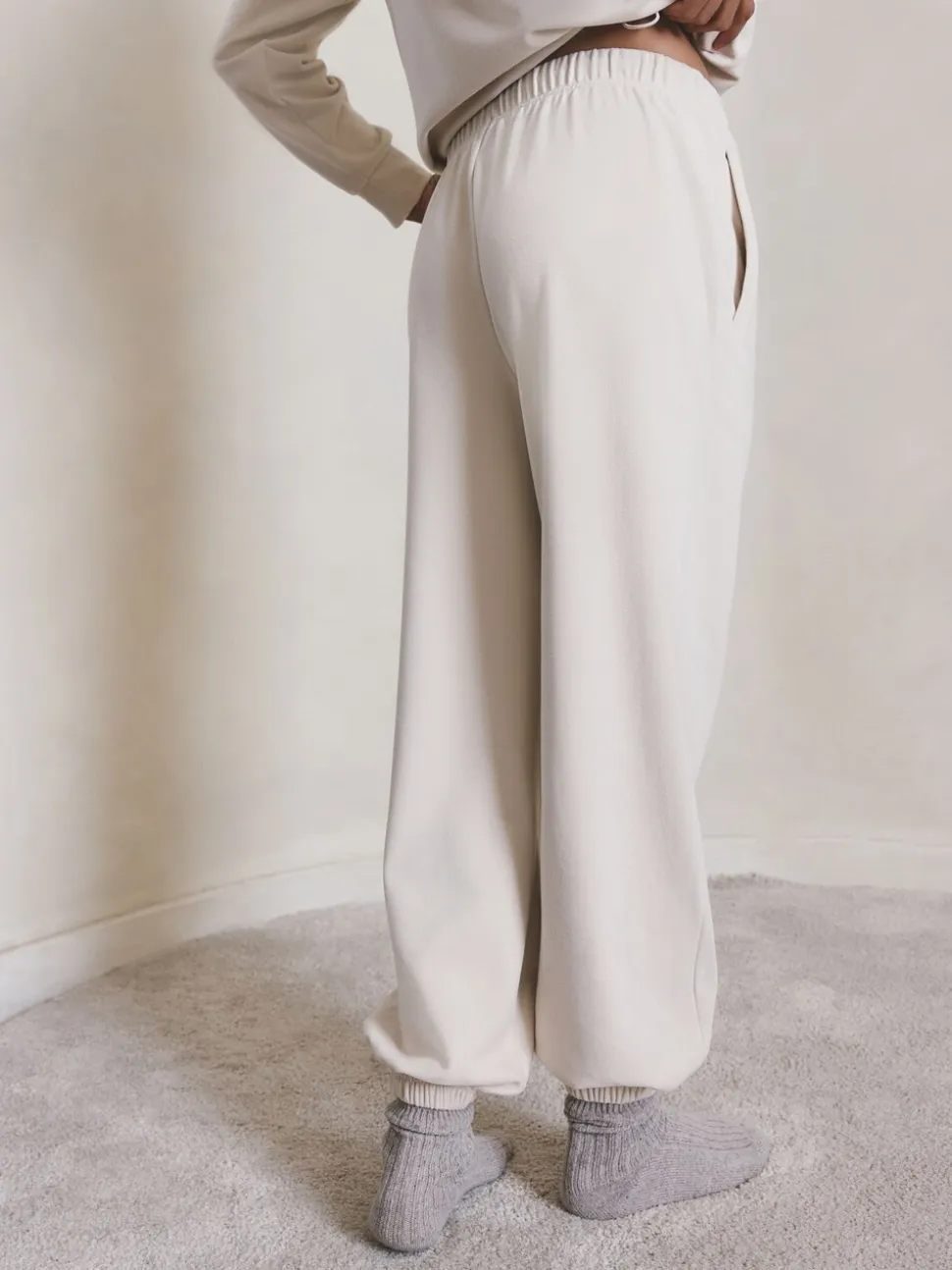 Ecru - Fleece joggingbroek