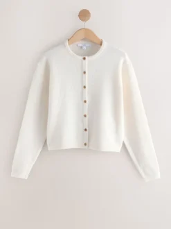 Ecru - Gebreid vest met ronde hals