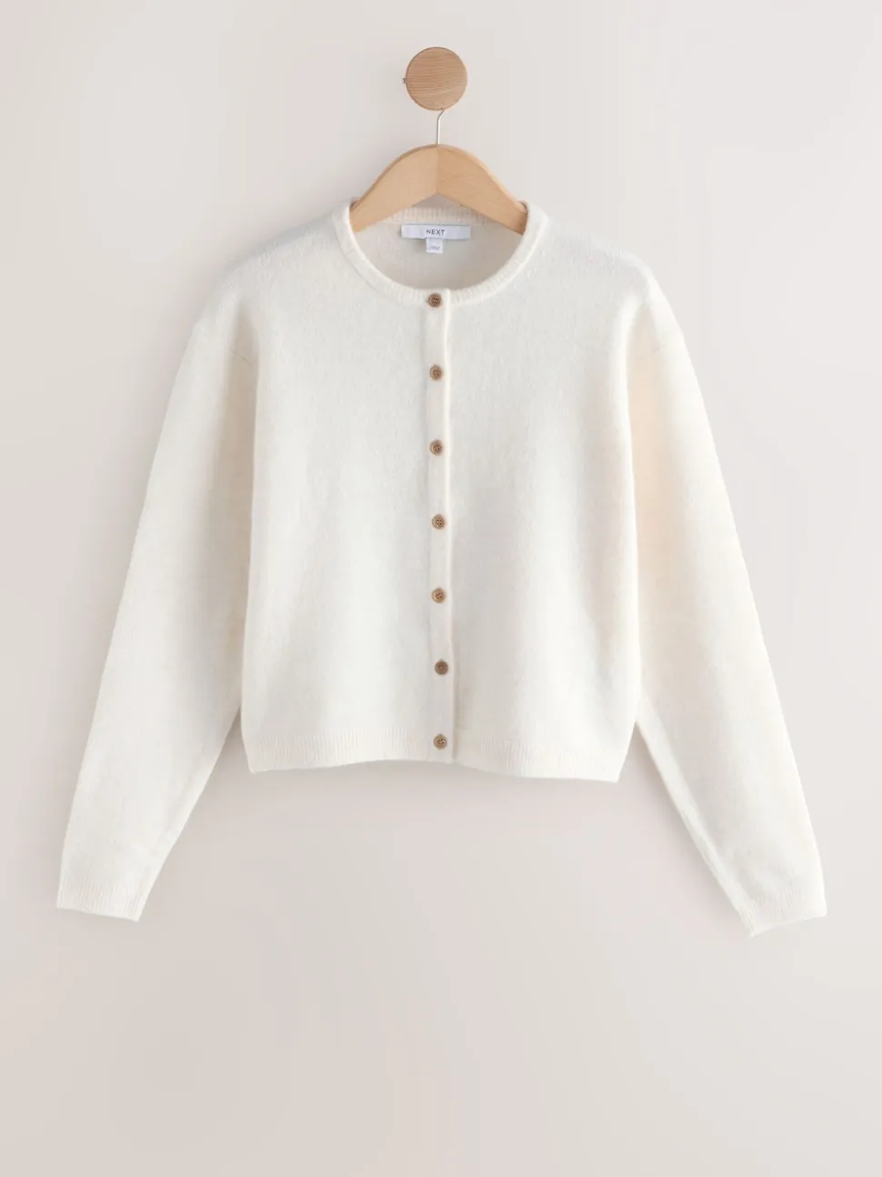 Ecru - Gebreid vest met ronde hals