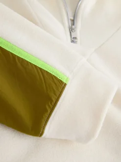 Ecru - Half Zip Fleece with Colourblock Panels