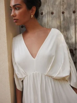 Ecru - Jersey Kaftan Maxi Dress