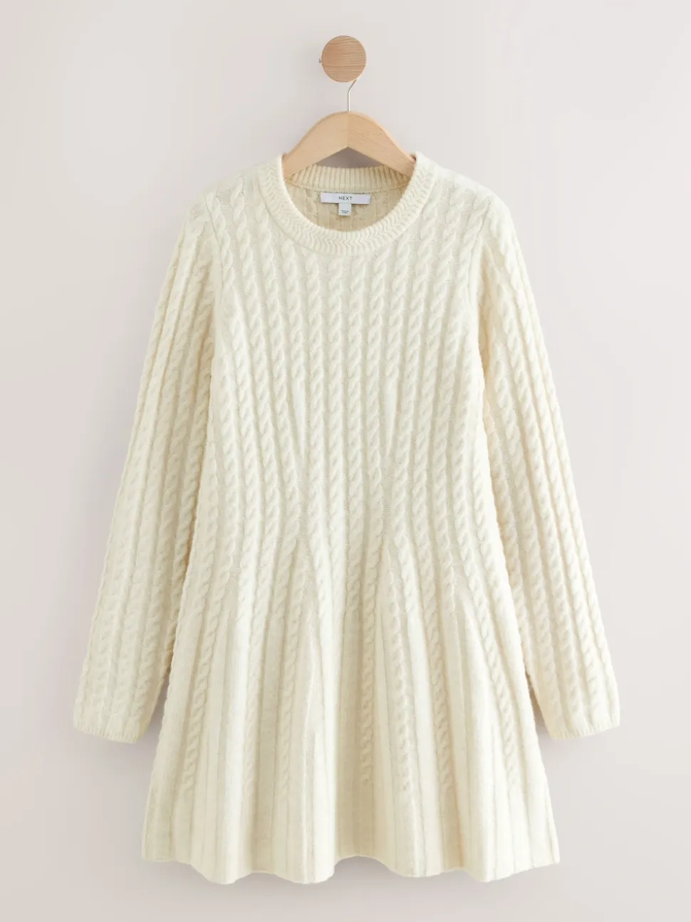 Ecru - Mini-trui-jurk met kabelpatroon