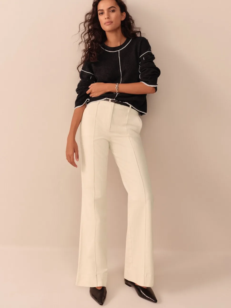 Ecru - N. Premium Cord Bootcut Broeken