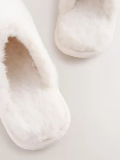 Ecru - Pantoffels met imitatiebont