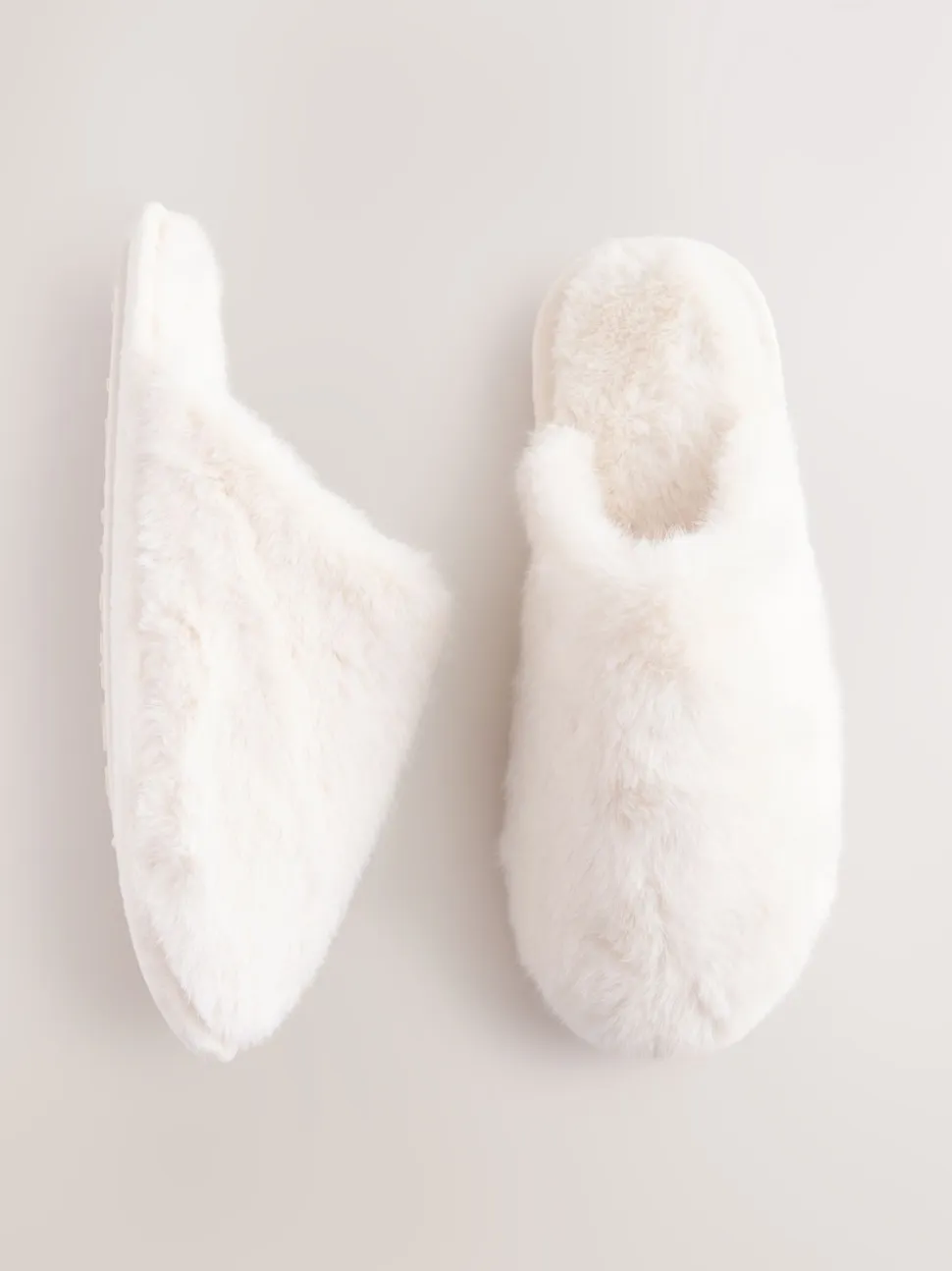 Ecru - Pantoffels met imitatiebont