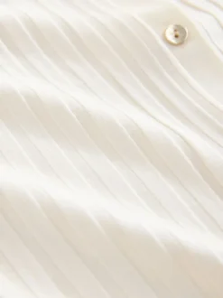 Ecru - Ribbed Button Through Sleeveless Top