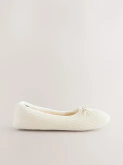 Ecru - Velours corduroy balletschoentjes