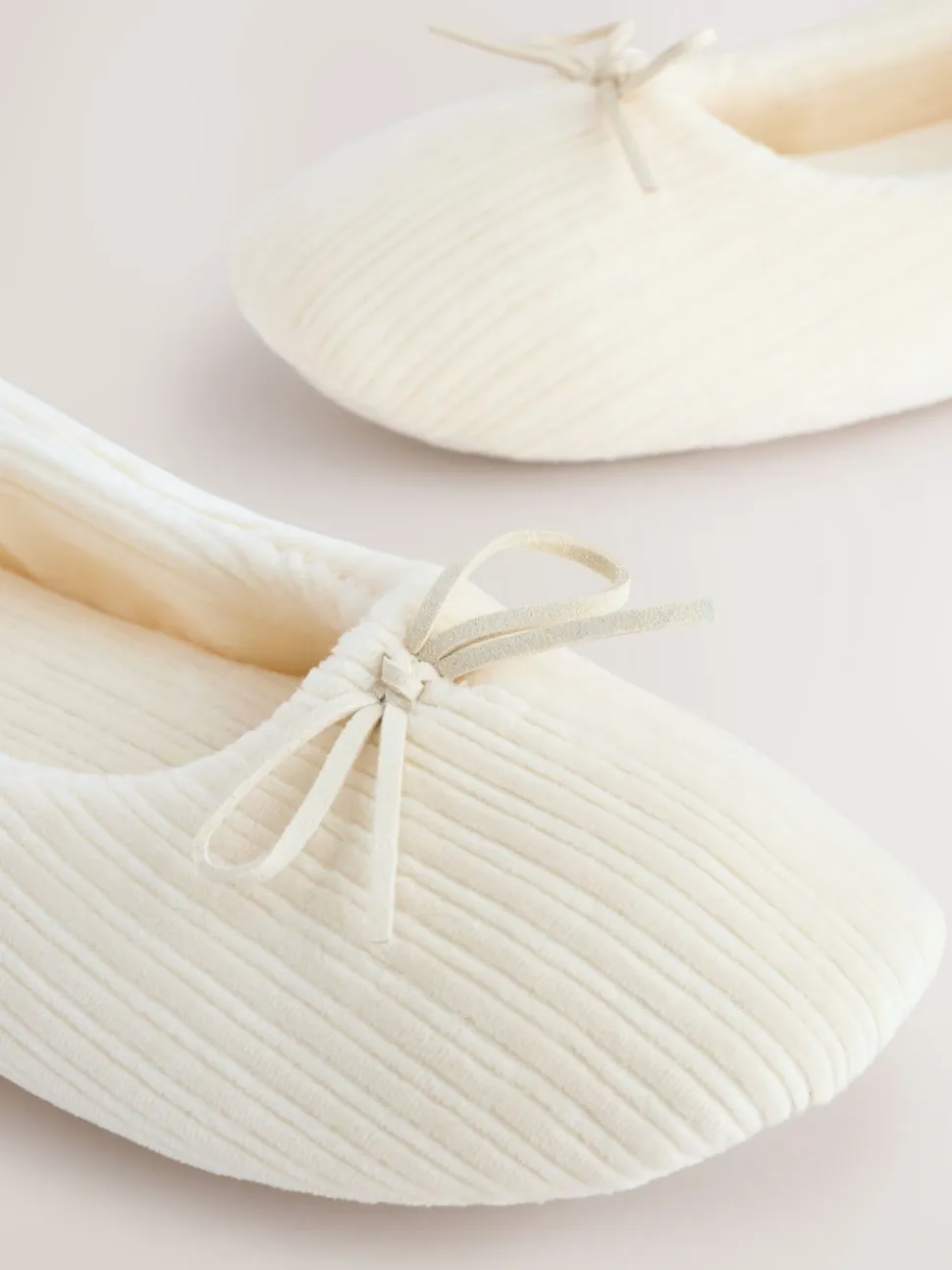 Ecru - Velours corduroy balletschoentjes
