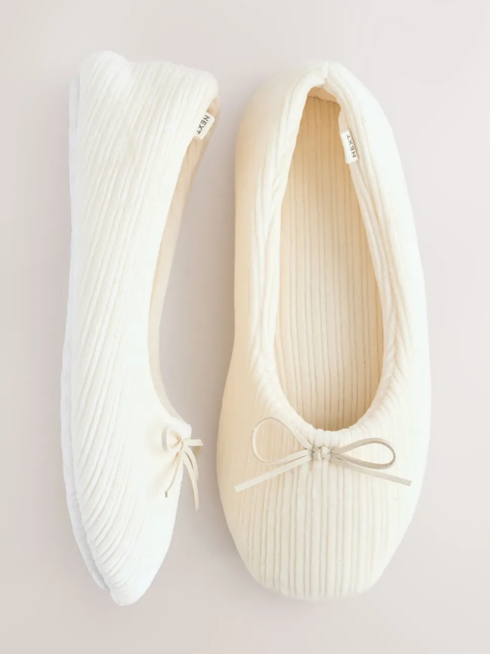Ecru - Velours corduroy balletschoentjes