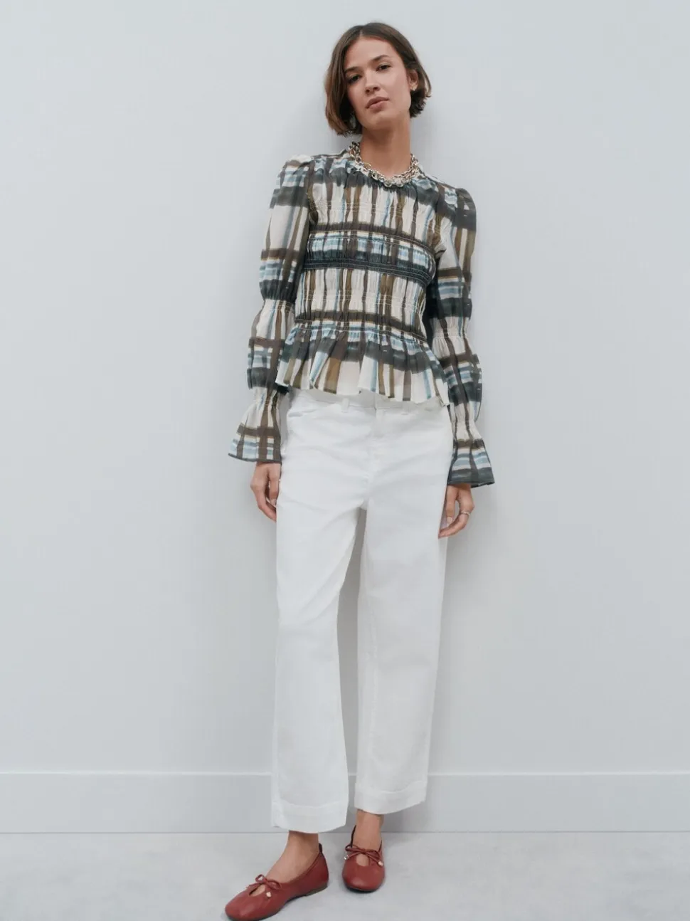 Ecru - Wide Leg Barrel Denim Jeans