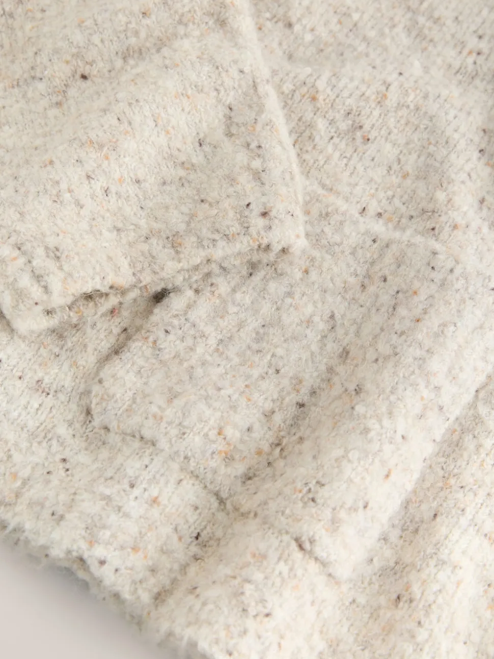 Ecru gemêleerd - Boucle Ronde hals Trui Met Wol