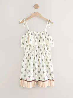 Ecru/bruin - Textured Jersey Frill Bandeau Speelpakje
