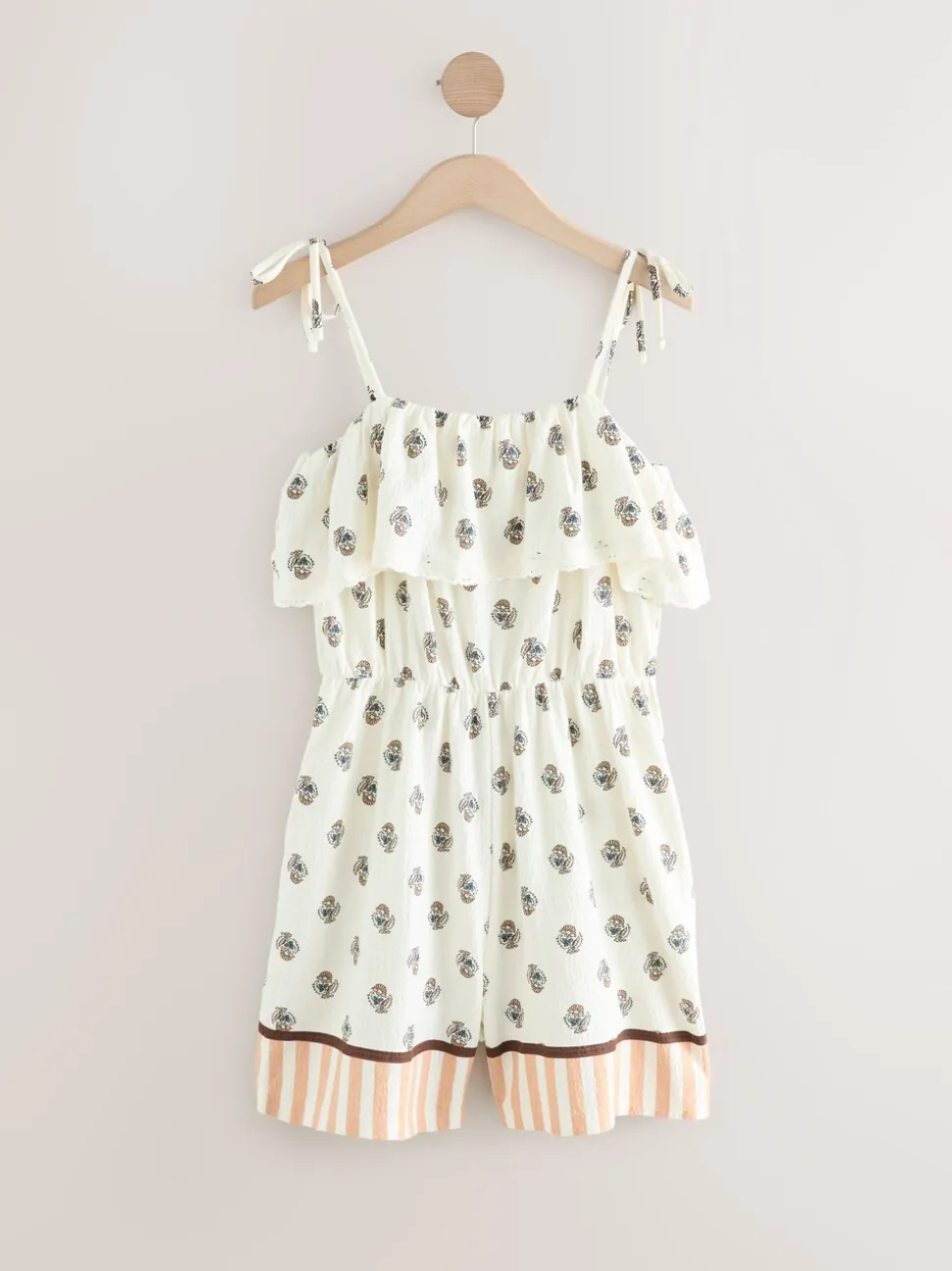 Ecru/bruin - Textured Jersey Frill Bandeau Speelpakje