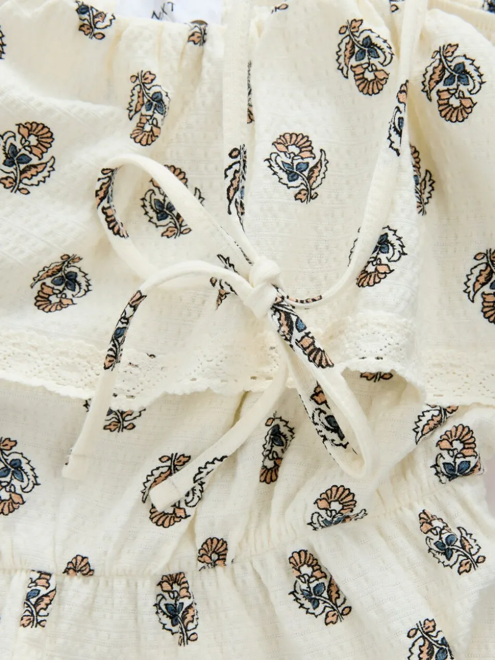 Ecru/bruin - Textured Jersey Frill Bandeau Speelpakje
