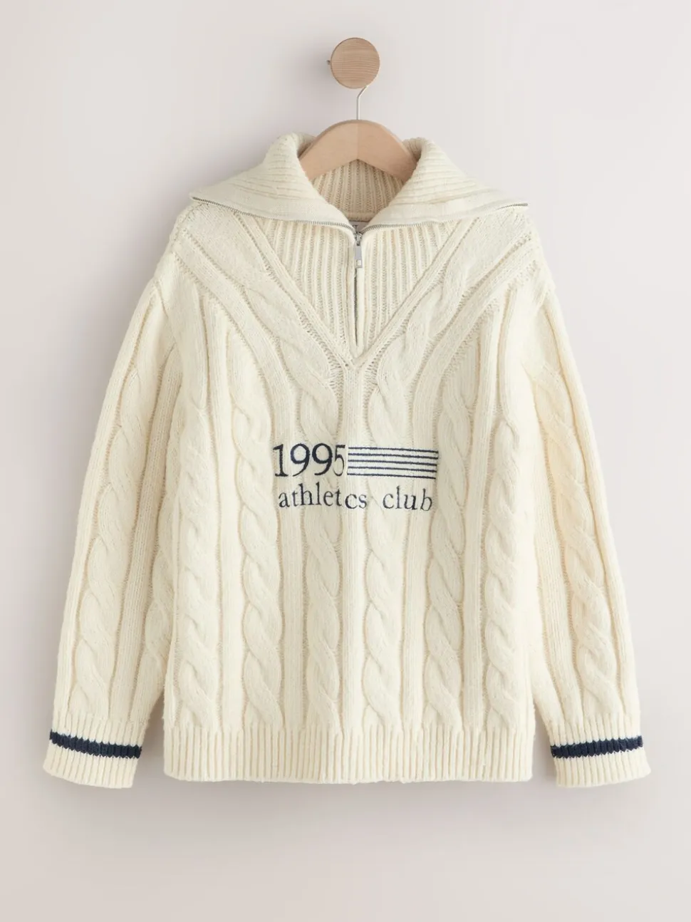 Ecru-crème - Cable Zip Neck 1995 Graphic Jumper