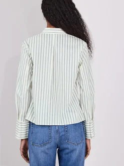 Ecru/marineblauw - Fitted Stretch Essential Long Sleeve Shirt