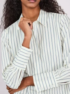 Ecru/marineblauw - Fitted Stretch Essential Long Sleeve Shirt