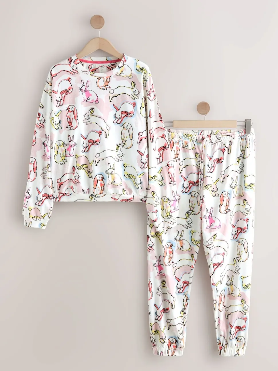 Ecru/Pink Bunny - Pyjama met lange mouwen