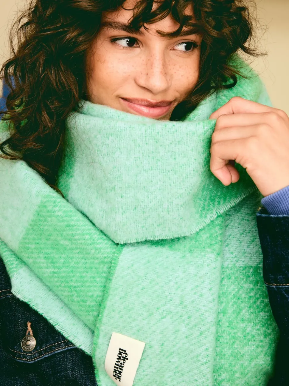 Eleanor Bowmer Blue and Green Check Scarf